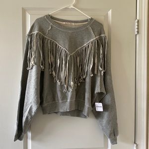 Free People Fringe Grey Crewneck Sweatshirt - Never been worn.  Size Medium
